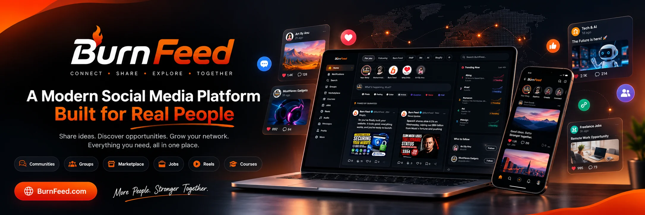 🔥 Meet BurnFeed — Your Social World, All in One Place!